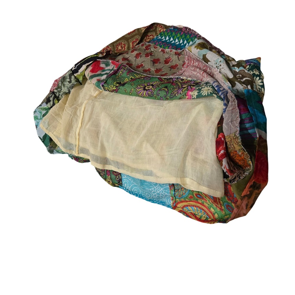 Jack Pot New York Cotton Patchwork Bohemian Midi Skirt Multicolor Lined Boho - Picture 7 of 7